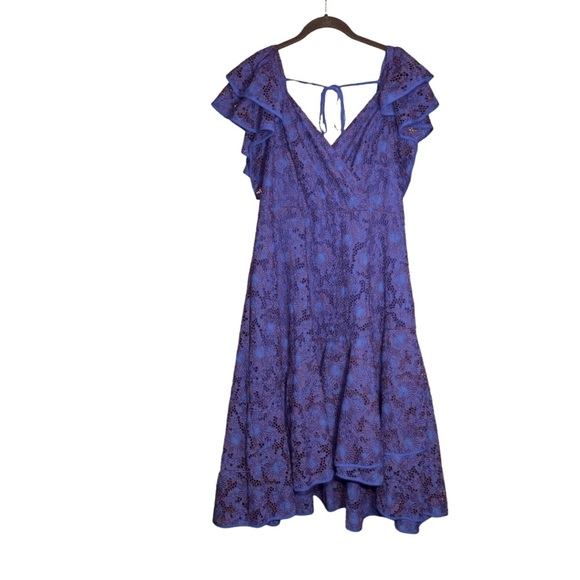 By Anthropologie Flutter-Sleeve Lace Dress Size 16 Blue Purple 4130944440003 NWT - Picture 2 of 6